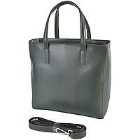 Классическая вместителная женская сумка каркасная большая качественная в стиле "Tote Bag" цвет темно-зеленый