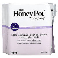 Гигиенические прокладки The Honey Pot Company, Organic Non-Herbal Pads with Wings, Overnight, 12 Count