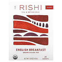 Черный чай Rishi Tea, Organic Black Tea, English Breakfast, 15 Sachets, 1.58 oz (45 g) Доставка від 14 днів -