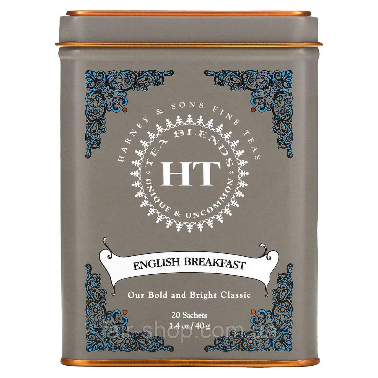 Чорний чай Harney & Sons, HT Tea Blend, English Breakfast, 20 Tea Sachets, 1.4 oz (40 g), оригінал. Доставка з США/ЄС протягом 14, фото 1