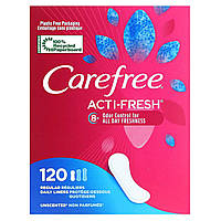 Гигиенические прокладки Carefree, Acti-Fresh, Daily Liners, Regular, Unscented, 120 Liners Доставка від 14