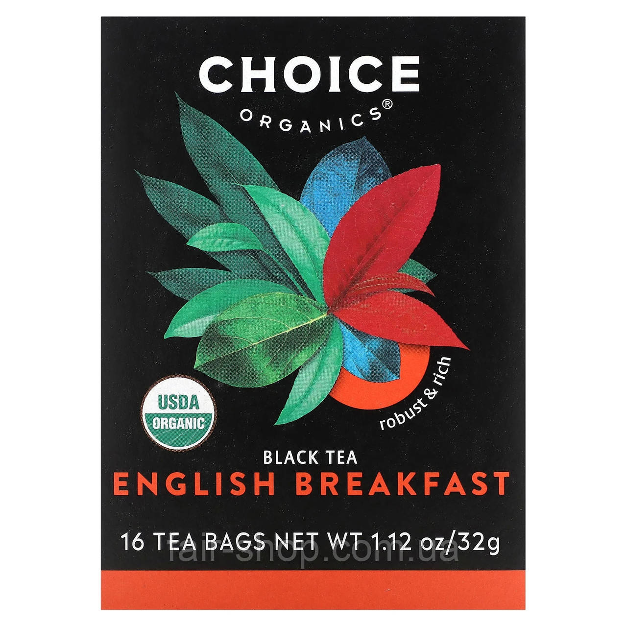 Чорний чай Choice Organic Teas, Black Tea, English Breakfast, 16 Tea Bags, 1.12 oz (32 g), оригінал. Доставка з США/ЄС протягом 14, фото 1