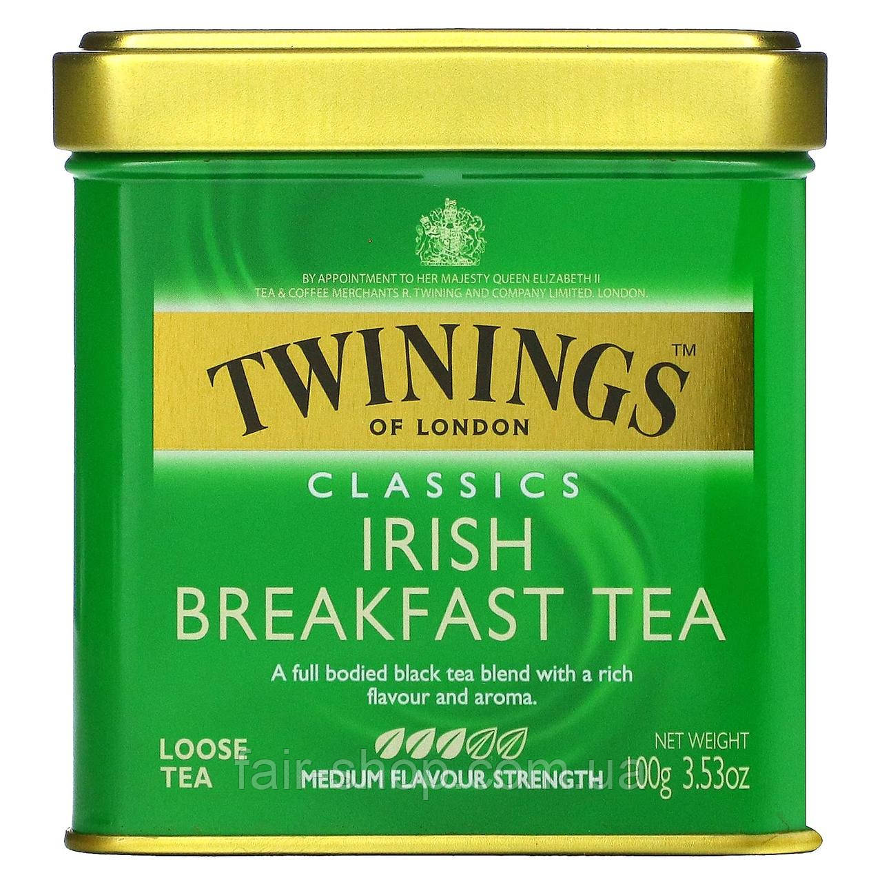 Чорний чай Twinings, Classics, Irish Breakfast Loose Tea, 3.53 oz (100 g), оригінал. Доставка з США/ЄС протягом 14 днів, фото 1