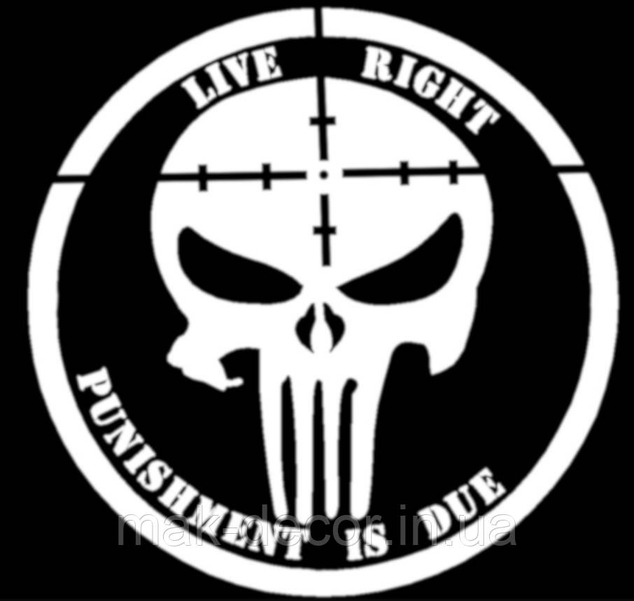 Вінілові наклейки на авто " Череп Punisher в прицілі " 50х50 см
