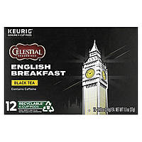 Черный чай Celestial Seasonings, Black Tea, English Breakfast, 12 K-Cup Pods, 0.1 oz (3.1 g) Each Доставка від