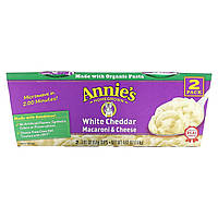 Макароны Annie's Homegrown, White Cheddar Macaroni & Cheese, 2 Cups, 2.01 oz (57 g) Each Доставка від 14 днів