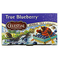 Фруктовый чай Celestial Seasonings, Herbal Tea, Caffeine Free, True Blueberry, 20 Tea Bags, 1.6 oz (45 g)