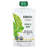 Набор детской посуды Kekoa, Peas And Mint, Organic Pureed Baby Food, 3.5 oz (99 g) Доставка від 14 днів -