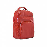 Стильный яркий лаковый женский рюкзак красного цвета большой с отделением для ноудбука