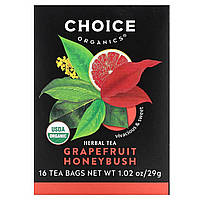 Фруктовый чай Choice Organic Teas, Grapefruit Honeybush Herbal Tea, Caffeine Free, 16 Tea Bags, 1.02 oz (29 g)
