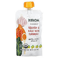 Набор детской посуды Kekoa, Organic Pureed Baby Food, Squash And Kale With Turmeric, 3.5 oz (99 g) Доставка
