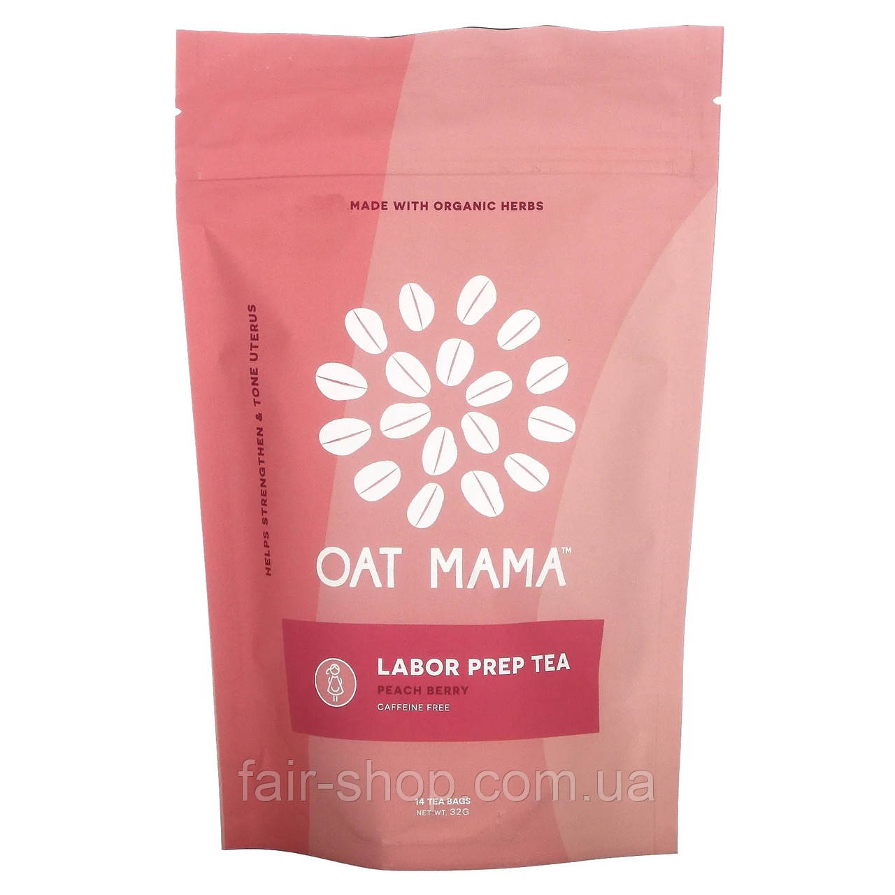 Фруктовий чай Oat Mama, Labor Prep Tea, Peach Berry, 14 Tea Bags, 32 g, оригінал. Доставка з США/ЄС протягом 14 днів, фото 1