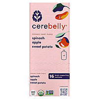 Набор детской посуды Cerebelly, Organic Baby Puree, Spinach, Apple, Sweet Potato, 6 Pouches, 4 oz (113 g) Each