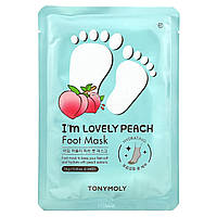 Корейские средства для ухода за телом Tony Moly, I'm Lovely Peach, Маска для ног, 2 листа, 0,56 унции (16 г)