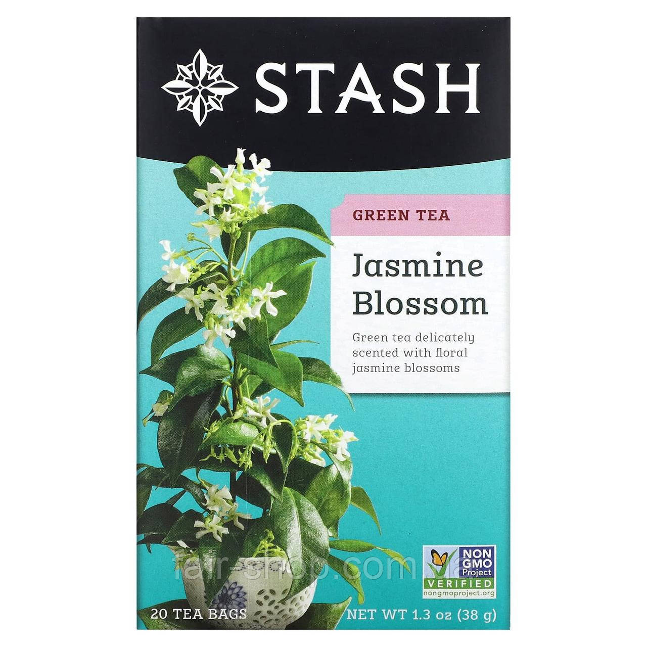 Зелений чай Stash Tea, Green Tea, Jasmine Blossom, 20 Tea Bags, 1.3 oz (38 g), оригінал. Доставка з США/ЄС протягом 14 днів, фото 1