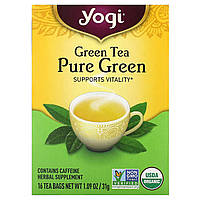 Зеленый чай Yogi Tea, Green Tea Pure Green, 16 Tea Bags, 1.09 oz (31 g) Доставка від 14 днів - Оригинал