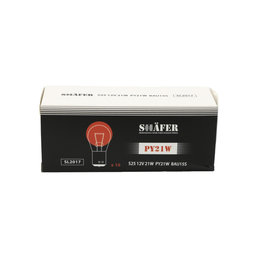 Лампа розжарювання SHAFER 12 V 21 W PY21W BAU15S (Жовтогаряча) (картонне паковання по 10 шт.) SL2017