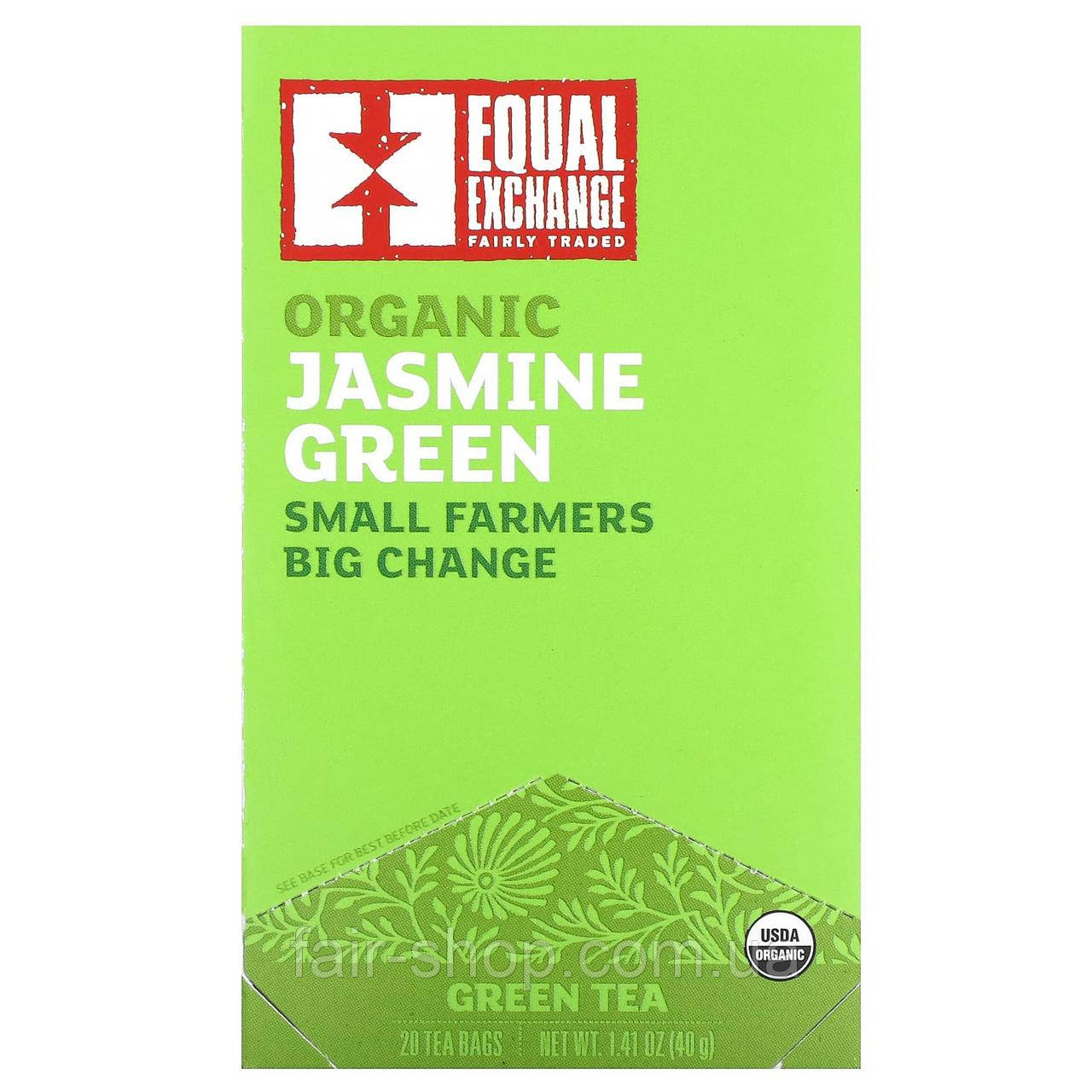Зелений чай Equal Exchange, Organic Jasmine Green, Green Tea, 20 Tea Bags, 1.41 oz (40 g), оригінал. Доставка з США/ЄС протягом 14, фото 1