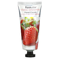 Корейские средства для ухода за телом Farmstay, Visible Difference Hand Cream, Strawberry, 3,52 унции (100 г)