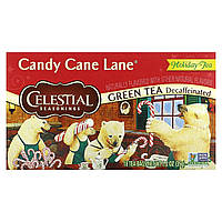 Зеленый чай Celestial Seasonings, Holiday Green Tea, Candy Cane Lane, Decaffeinated, 18 Tea Bags, 1.2 oz (35