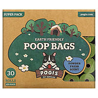 Pogi's Pet Supplies, Earth Friendly Poop Bags, Powder Fresh, 30 Rolls, 450 Bags Доставка від 14 днів -