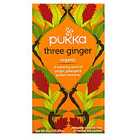 Имбирный чай Pukka Herbs, Organic Herbal Tea, Three Ginger, Caffeine Free, 20 Sachets, 1.27 oz (36 g) Доставка