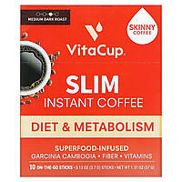 Кофе средней степени обжарки VitaCup, Slim Instant Coffee, Medium Dark Roast, 10 On-The-Go Sticks, 0.13 oz