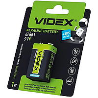 Батарейка лужна Videx Alkaline крона 6LR61 9V (блістер)