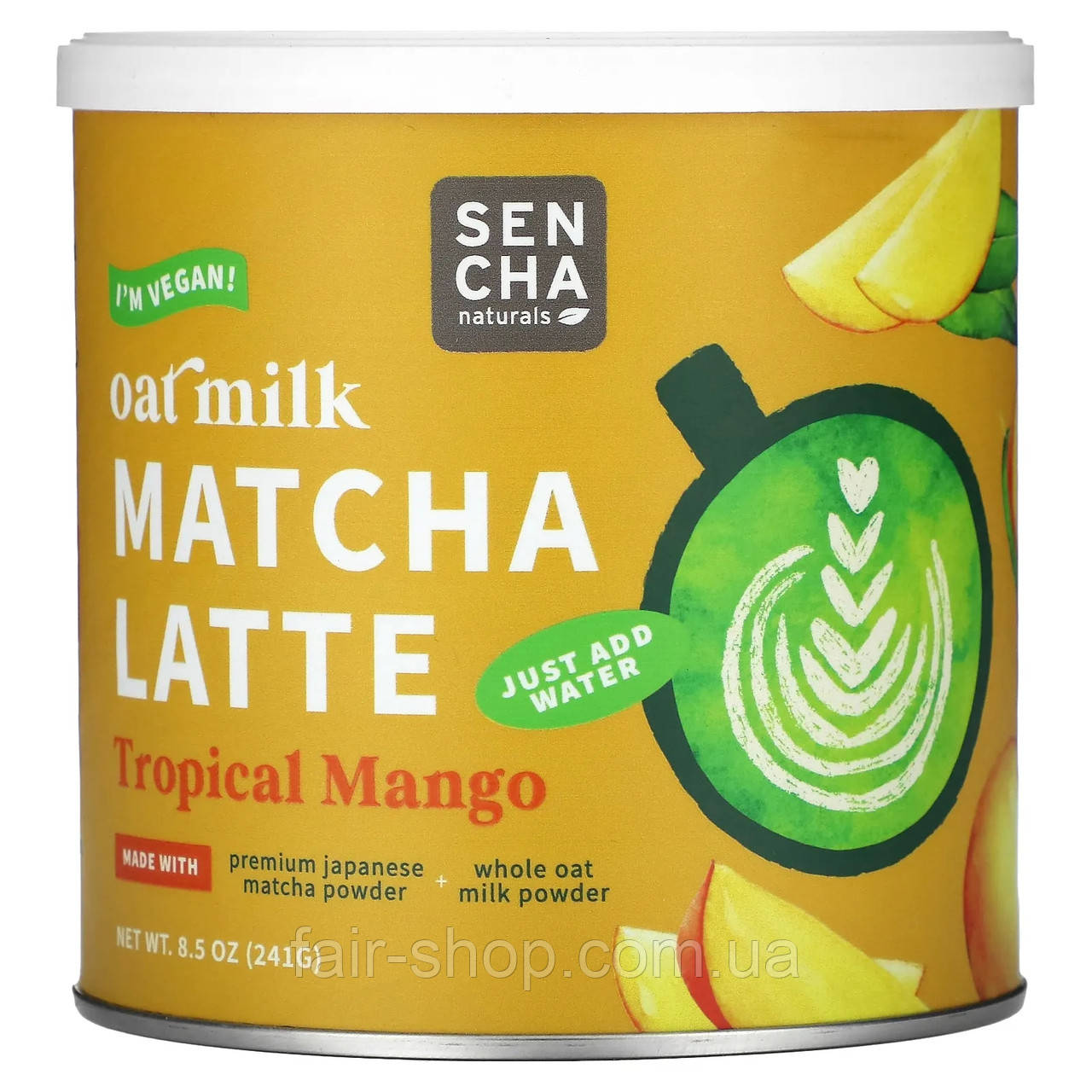 Чай матча Sencha Naturals, Oat Milk, Matcha Latte, Tropical Mango, 8.5 oz (241 g), оригінал. Доставка з США/ЄС протягом 14 днів, фото 1
