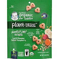 Детские снеки Gerber, Plant-tastic, Organic for Toddler, Puffed Grain Snack, Lentil, Banana, Carrot,