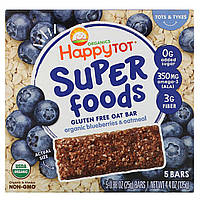 Детские снеки Happy Family Organics, Organics Happy Tot, Superfoods, Gluten Free Oat Bar, Organic Blueberries