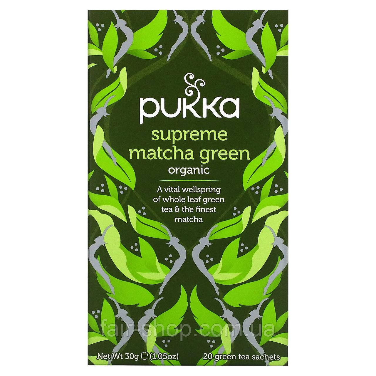 Чай матча Pukka Herbs, Organic Green Tea, Supreme Matcha Green, 20 Sachets, 1.05 oz (30 g), оригінал. Доставка з США/ЄС протягом, фото 1