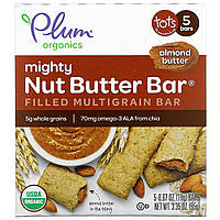 Детские снеки Plum Organics, Mighty Nut Butter Bar, Tots 15 Months & Up, Almond Butter, 5 Bars, 0.67 oz (19 g)