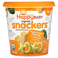 Детские снеки Happy Family Organics, Organic Snackers, Vegan Cheddar & Broccoli, 1.5 oz (42.5 g) Доставка від