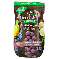 Детские снеки Beech-nut, Naturals, фрукты и овощи, 8 месяцев, банановые, черничные и зеленые бобы, 28 г (1