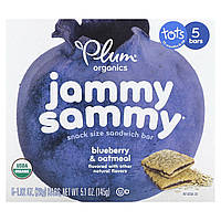 Детские снеки Plum Organics, Jammy Sammy, Snack Size Sandwich Bar, 15 Months & Up, Blueberry & Oatmeal, 5