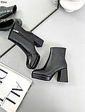 Жіночі ботильйони на платформі та підборах із квадратним носком на стійкому підборі 8562, фото 3