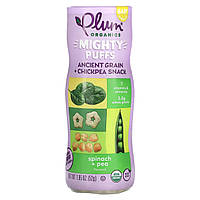 Детские снеки Plum Organics, Mighty Puffs, Ancient Grain + Chickpea Snack, Baby, Spinach + Pea, 1.85 oz (52 g)