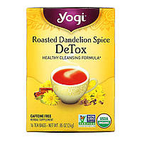 Чай из одуванчиков Yogi Tea, Detox, Roasted Dandelion Spice, Caffeine Free, 16 Tea Bags, 0.85 oz (24 g)