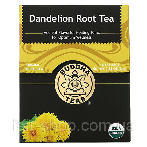 Чай из одуванчиков Buddha Teas, Organic Herbal Tea, Dandelion Root, 18 ...
