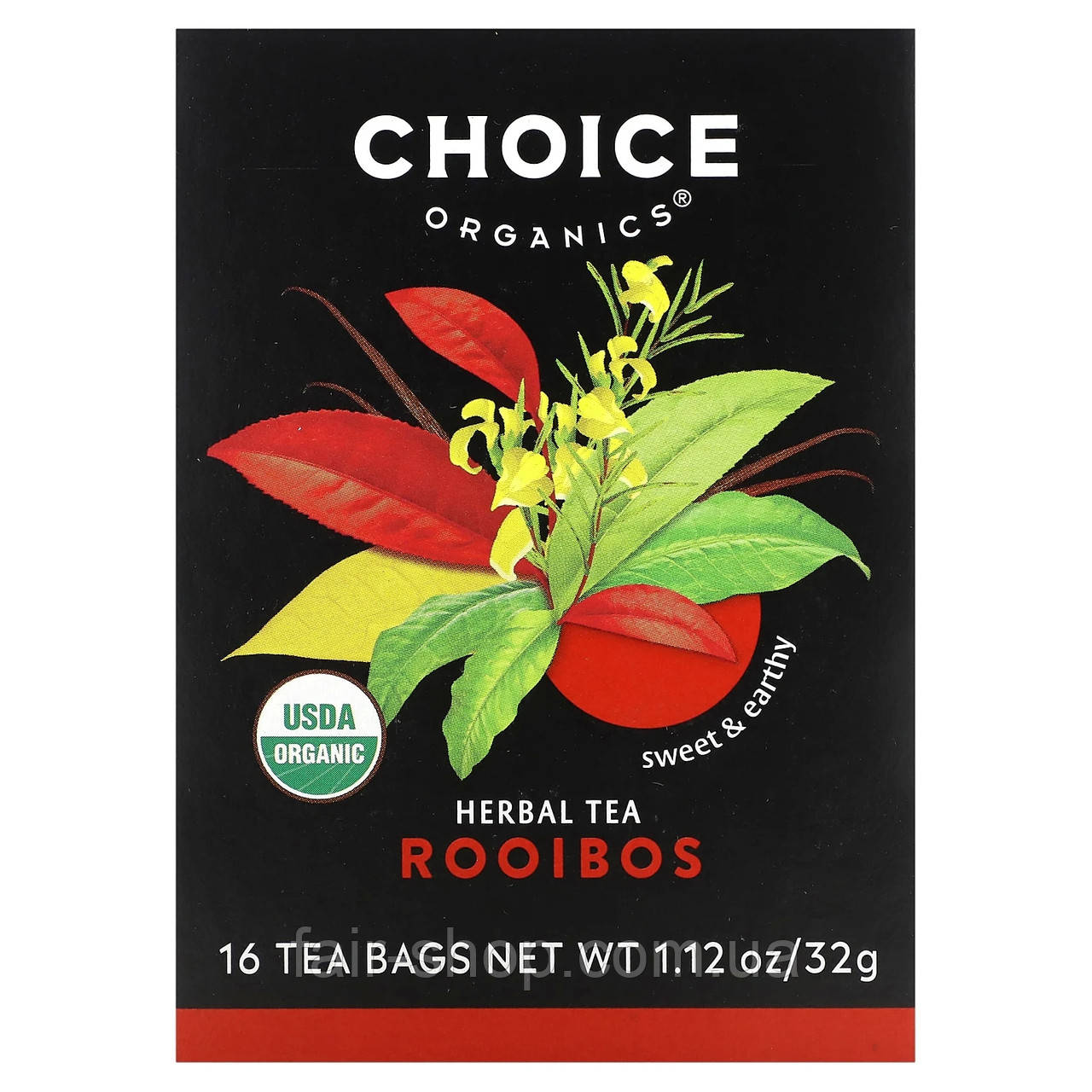 Чай Ройбуш Choice Organic Teas, Herbal Tea, Rooibos, Caffeine-Free, 16 Tea Bags, 1.12 oz (32 g), оригінал. Доставка з США/ЄС, фото 1