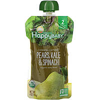 Детское пюре Happy Family Organics, Organic Baby Food, Stage 2, Clearly Crafted, Pears, Kale & Spinach, 6+