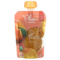Детское пюре Plum Organics, Organic Baby Food, 4 Mons & Up, Just Peaches, 3.5 oz (99 g) Доставка від 14 днів -