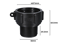 Перехідник с Дн-50 на різьбу 2×1 1/2