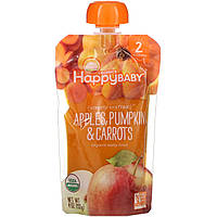Детское пюре Happy Family Organics, Organic Baby Food, Stage 2, Clearly Crafted, 6+ Months Apples, Pumpkin &