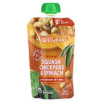 Детское пюре Happy Family Organics, Happy Baby, 6+ Months, Organic Squash, Chickpeas & Spinach, 4 oz (113 g)