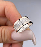 Срібне кільце з золотими пластинами 0315.10, фото 2