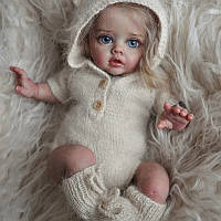 Реборн кукла девочка коллекционная Reborn baby doll с длинными волосами 35 см