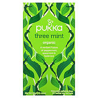 Травяной чай Pukka Herbs, Organic Herbal Tea, Three Mint, Caffeine Free, 20 Sachets, 1.12 oz (32 g) Доставка