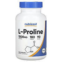 L-пролин Nutricost, L-Proline, 500 mg, 180 Capsules Доставка від 14 днів - Оригинал